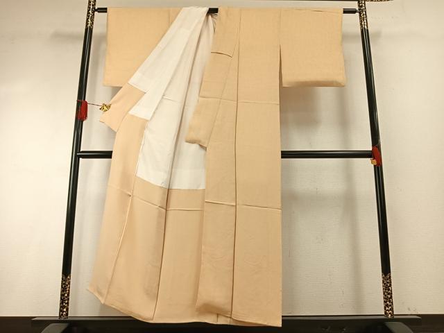 平和屋着物●上質な色無地　花尽くし地紋　蜂蜜色　正絹　逸品　AABH4981fy