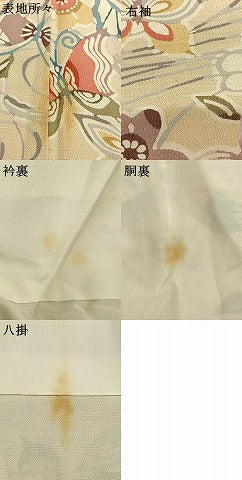 平和屋着物●上質な小紋　型染め　花蝶文　伊勢丹扱い　正絹　逸品　AABH4987fy