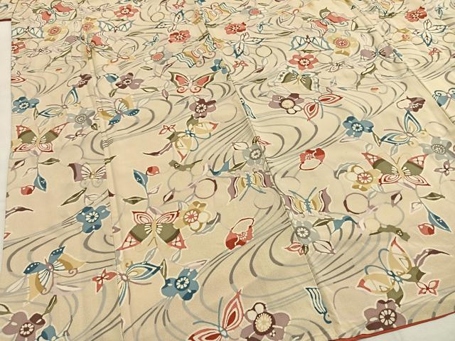 平和屋着物●上質な小紋　型染め　花蝶文　伊勢丹扱い　正絹　逸品　AABH4987fy