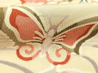 平和屋着物●上質な小紋　型染め　花蝶文　伊勢丹扱い　正絹　逸品　AABH4987fy