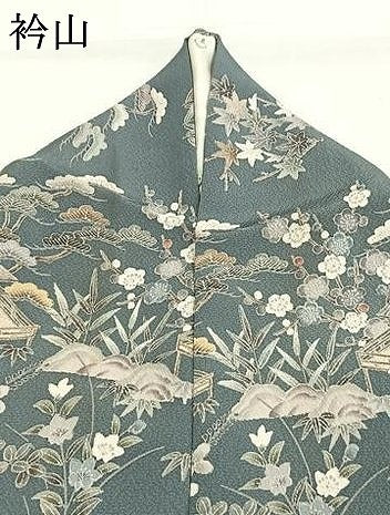 平和屋着物●訪問着　友禅　松竹梅　風景文　暈し染め　鬼しぼ縮緬　三越扱い　正絹　逸品　AABH4990fy