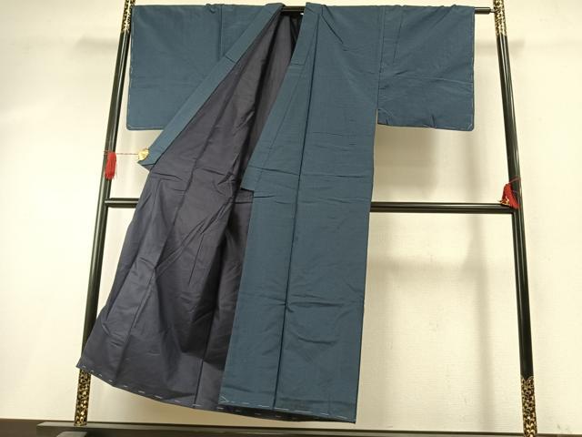 平和屋着物●男性　お召　アンサンブル　亀甲柄　正絹　逸品　AABH4991fy