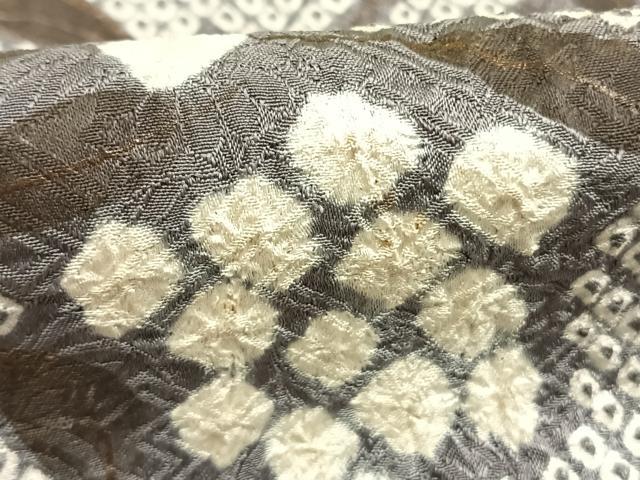 平和屋着物●訪問着　総絞り　手描き　枝葉文　三越扱い　正絹　逸品　AABH4992fy