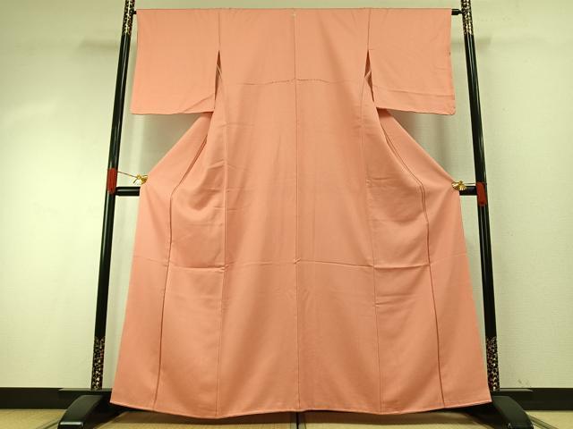 平和屋着物●上質な色無地　花尽くし地紋　東雲色　正絹　逸品　未使用　AABH4995fy