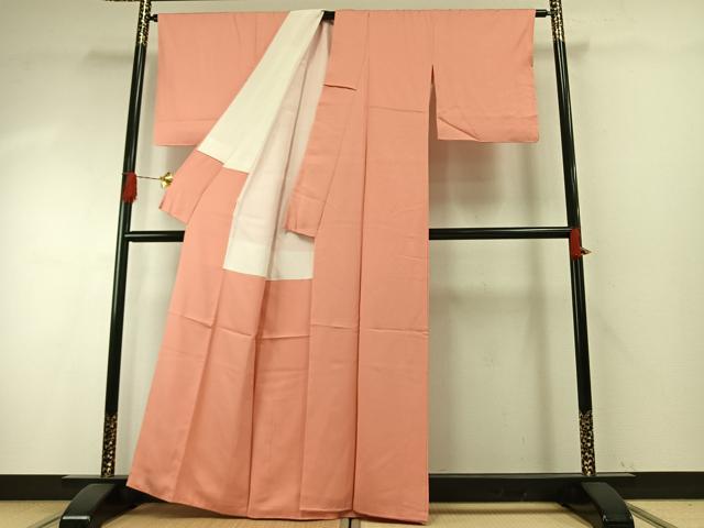 平和屋着物●上質な色無地　花尽くし地紋　東雲色　正絹　逸品　未使用　AABH4995fy