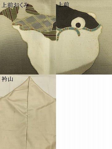 平和屋着物●訪問着　紬地　河豚　正絹　逸品　AABH4998fy