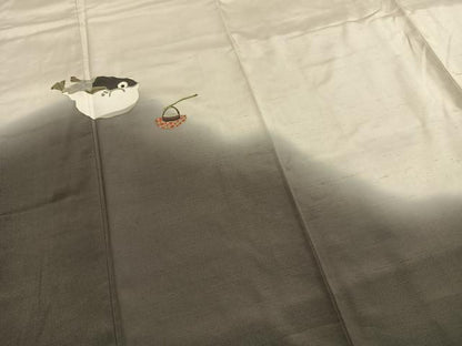 平和屋着物●訪問着　紬地　河豚　正絹　逸品　AABH4998fy