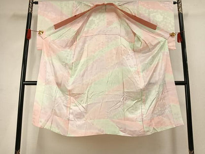 平和屋着物●長襦袢　無双仕立て　風景舞葉地紋　暈し染め　半衿刺繍　正絹　逸品　AABH4999fy