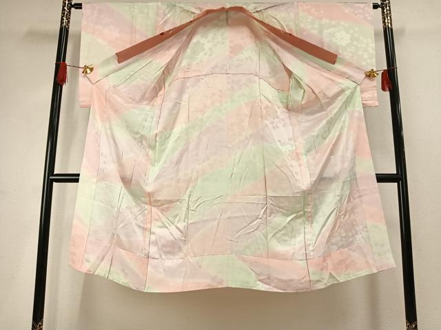 平和屋着物●長襦袢　無双仕立て　風景舞葉地紋　暈し染め　半衿刺繍　正絹　逸品　AABH4999fy