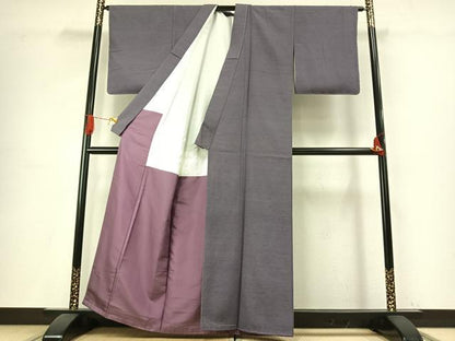 平和屋着物●本加賀友禅作家　柿本市郎　紬　色無地　薄鼠色　証紙付き　正絹　逸品　未使用　AABH5000fy