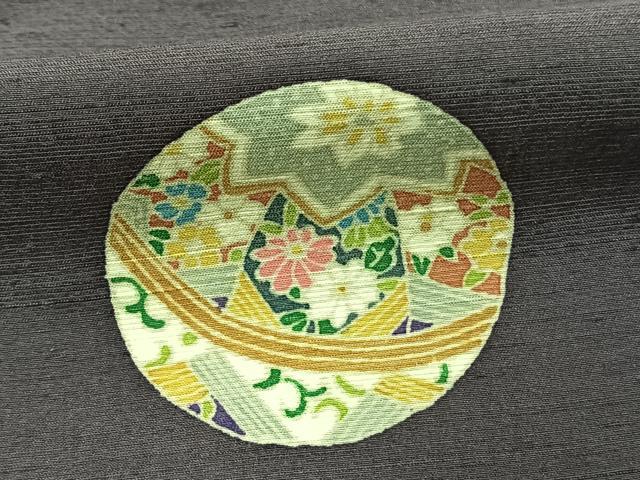 平和屋着物●本加賀友禅作家　柿本市郎　紬　色無地　薄鼠色　証紙付き　正絹　逸品　未使用　AABH5000fy