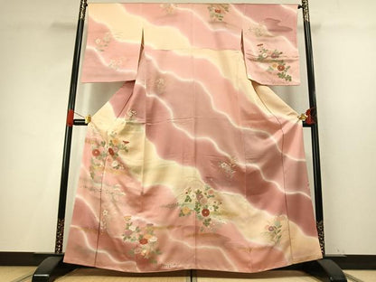 平和屋着物●訪問着　草花文　暈し染め　金彩　正絹　逸品　AABH5002fy