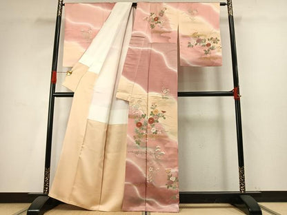 平和屋着物●訪問着　草花文　暈し染め　金彩　正絹　逸品　AABH5002fy