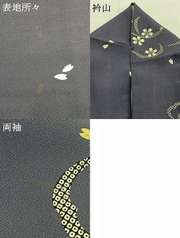平和屋着物●上質な小紋　舞桜文　金彩　正絹　逸品　AABH5003fy