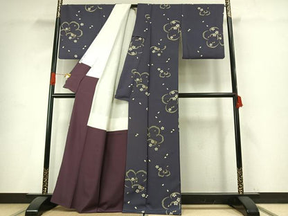 平和屋着物●上質な小紋　舞桜文　金彩　正絹　逸品　AABH5003fy