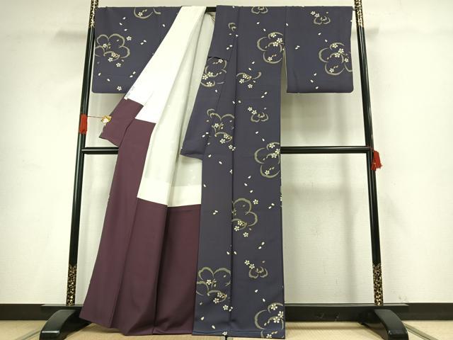 平和屋着物●上質な小紋　舞桜文　金彩　正絹　逸品　AABH5003fy