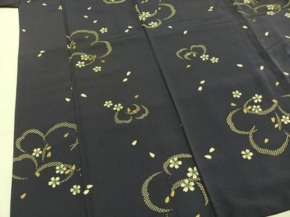 平和屋着物●上質な小紋　舞桜文　金彩　正絹　逸品　AABH5003fy