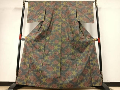 平和屋着物●本場大島紬　一元7マルキ　舞葉文　正絹　逸品　AABH5004fy