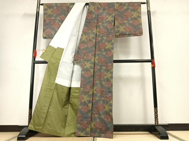 平和屋着物●本場大島紬　一元7マルキ　舞葉文　正絹　逸品　AABH5004fy