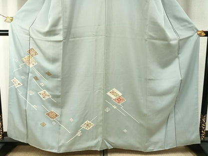 平和屋着物●訪問着　駒刺繍　花菱文　金彩　正絹　逸品　AABH5006fy