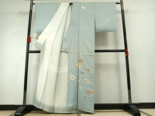 平和屋着物●訪問着　駒刺繍　花菱文　金彩　正絹　逸品　AABH5006fy