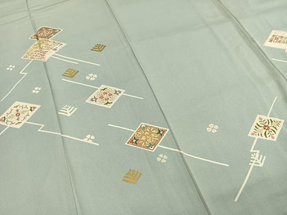 平和屋着物●訪問着　駒刺繍　花菱文　金彩　正絹　逸品　AABH5006fy