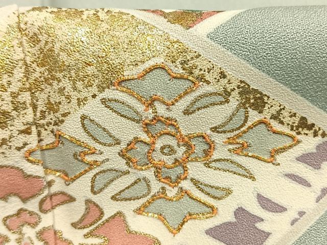 平和屋着物●訪問着　駒刺繍　花菱文　金彩　正絹　逸品　AABH5006fy