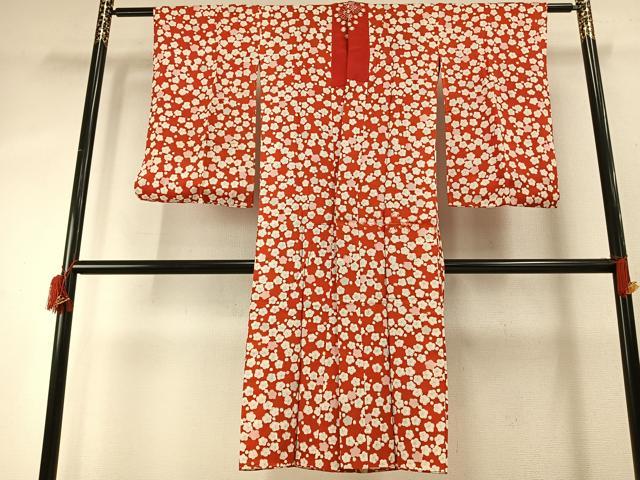 平和屋着物●アンティーク　大正ロマン　長襦袢　袷　舞桜文　半衿刺繍　正絹　逸品　AABH5010fy
