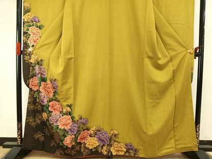 平和屋着物●豪華振袖　草花文　暈し染め　金彩　正絹　逸品　AABH5011fy