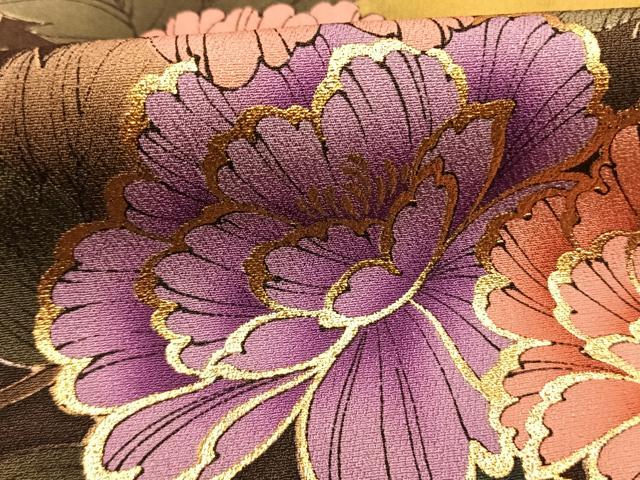 平和屋着物●豪華振袖　草花文　暈し染め　金彩　正絹　逸品　AABH5011fy