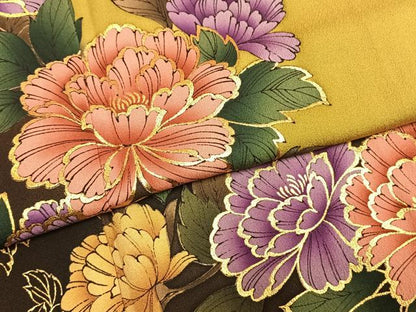 平和屋着物●豪華振袖　草花文　暈し染め　金彩　正絹　逸品　AABH5011fy