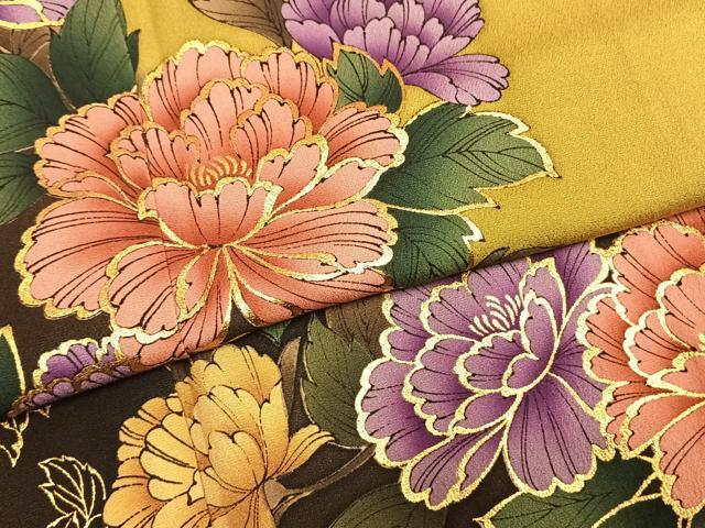 平和屋着物●豪華振袖　草花文　暈し染め　金彩　正絹　逸品　AABH5011fy