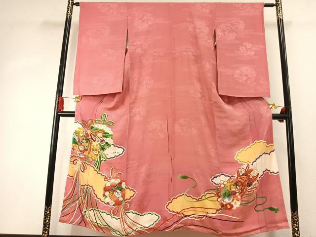 平和屋着物●アンティーク　大正ロマン　色留訪問着　花鳥文　金彩　正絹　逸品　AABH5012fy