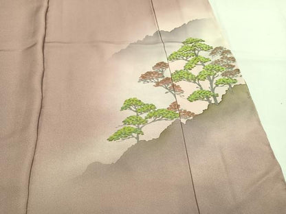 平和屋着物●訪問着　手描き　富士山　風景文　暈し染め　金彩　丹後ちりめん　仮絵羽　正絹　逸品　未使用　AABH5017fy
