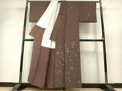 平和屋着物●東京手描き友禅作家   大河内美登里　訪問着　更紗花文　ろうけつ染め　正絹　逸品　AABH5019fy
