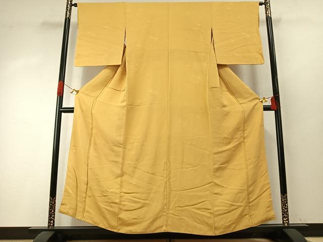 平和屋着物●上質な色無地　草葉地紋　玉蜀黍色　正絹　逸品　AABH5020fy