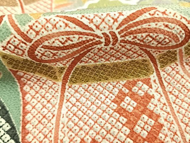 平和屋着物●訪問着　貝桶花鳥文　暈し染め　金彩　円舞袖　正絹　逸品　未使用　AABH5031fy