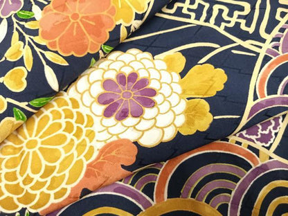 平和屋着物●上質な小紋　摺型友禅　草花文　正絹　逸品　未使用　AABH5040fy