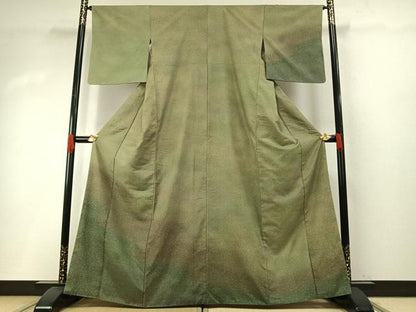 平和屋着物●訪問着　紬地　霞文　暈し染め　正絹　逸品　AABH5041fy