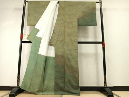 平和屋着物●訪問着　紬地　霞文　暈し染め　正絹　逸品　AABH5041fy