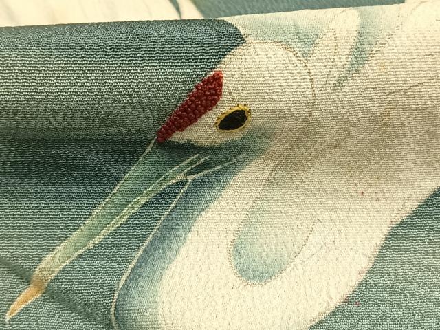 平和屋着物●アンティーク　大正ロマン　黒留袖　中国三大刺繍　相良刺繍　鶴　暈し染め　両褄　正絹　逸品　AABH5042fy