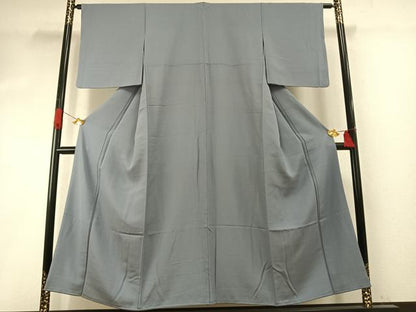平和屋着物●上質な色無地　灰青色　正絹　逸品　AABH5048fy
