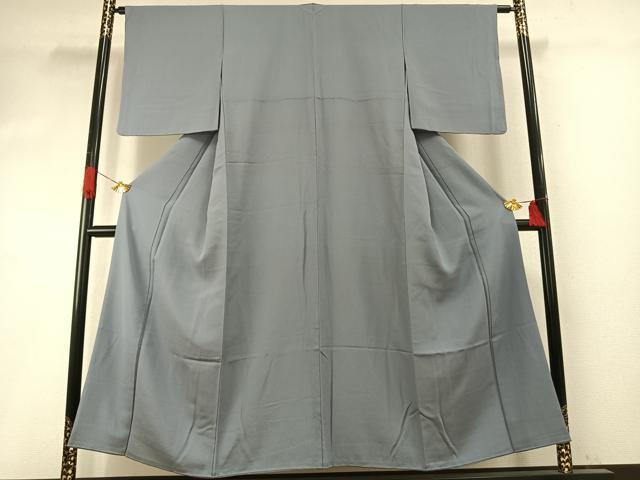 平和屋着物●上質な色無地　灰青色　正絹　逸品　AABH5048fy