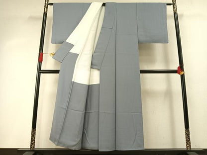 平和屋着物●上質な色無地　灰青色　正絹　逸品　AABH5048fy
