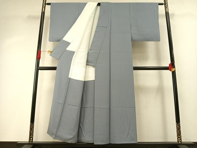 平和屋着物●上質な色無地　灰青色　正絹　逸品　AABH5048fy