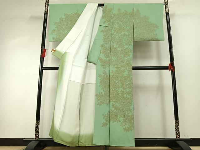 平和屋着物●訪問着　枝葉文　正絹　逸品　AABH5049fy