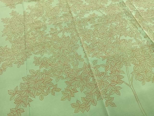 平和屋着物●訪問着　枝葉文　正絹　逸品　AABH5049fy