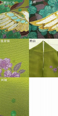 平和屋着物●豪華振袖　花鳥文　暈し染め　金銀彩　正絹　逸品　AABH5051fy