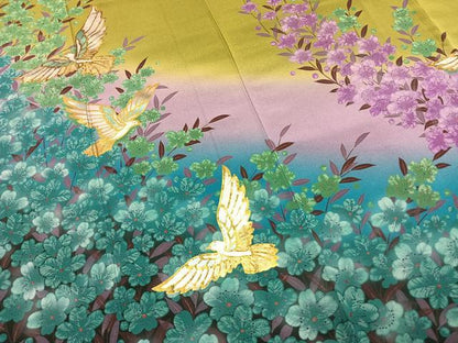 平和屋着物●豪華振袖　花鳥文　暈し染め　金銀彩　正絹　逸品　AABH5051fy