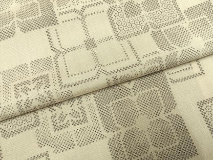 平和屋着物●お召　幾何学花文　正絹　逸品　AABH5052fy